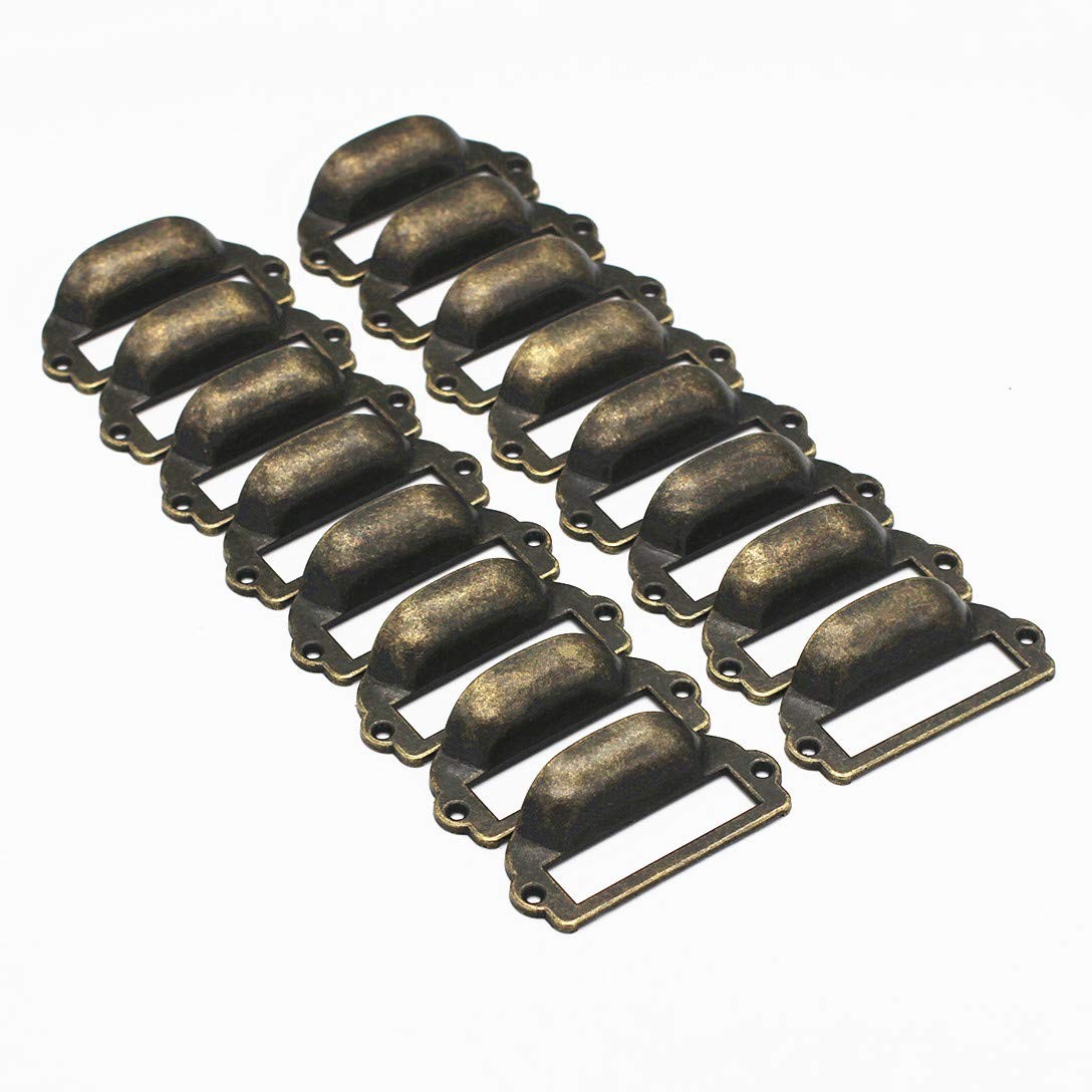 WEICHUAN 16-Pack Zinc Alloy Antique Bronze Label Frame Drawer Pulls -Vinta