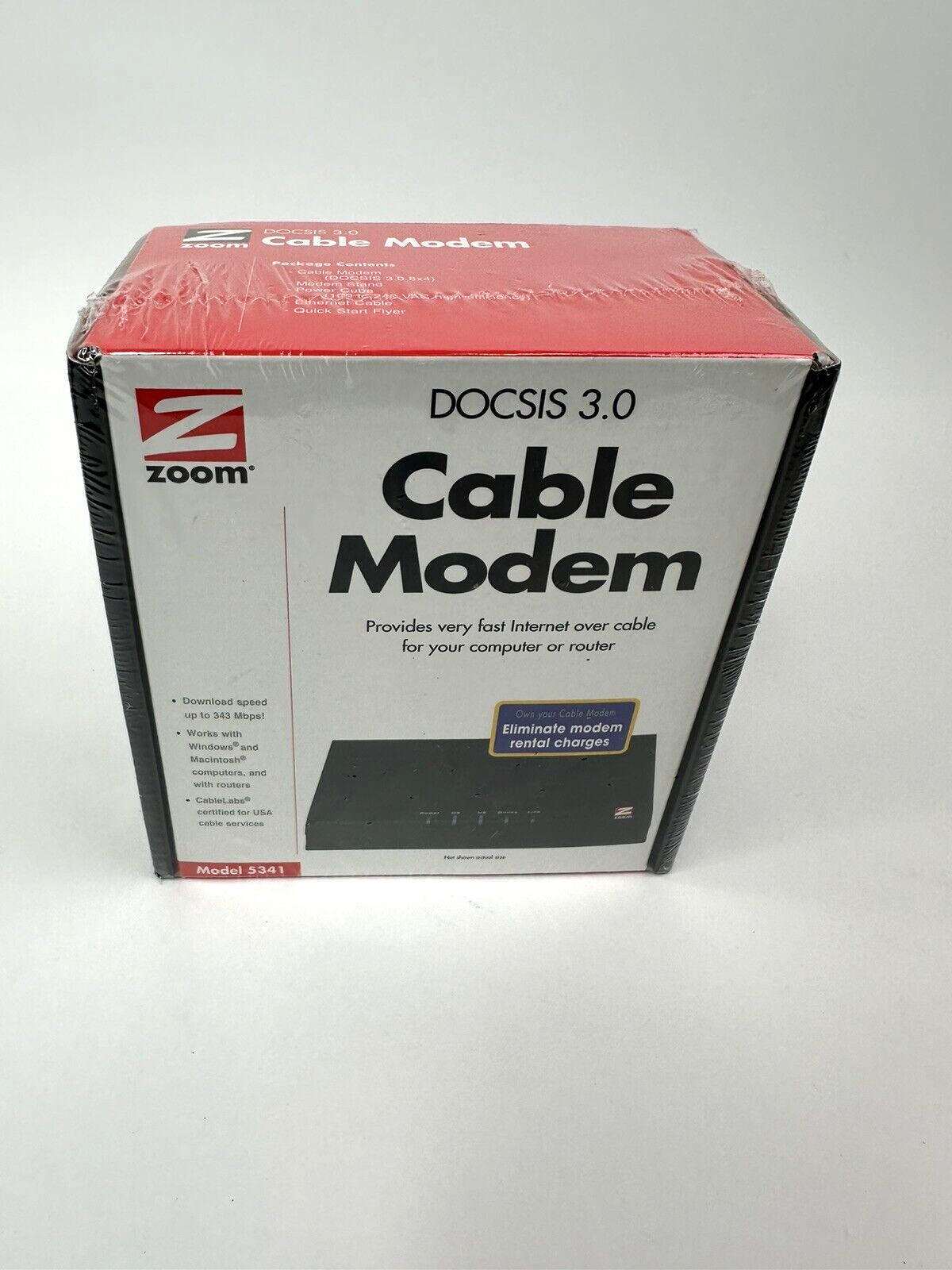 Zoom DOCSIS 343 Mbps 3.0 Cable Modem Model 5341 NEW/Sealed