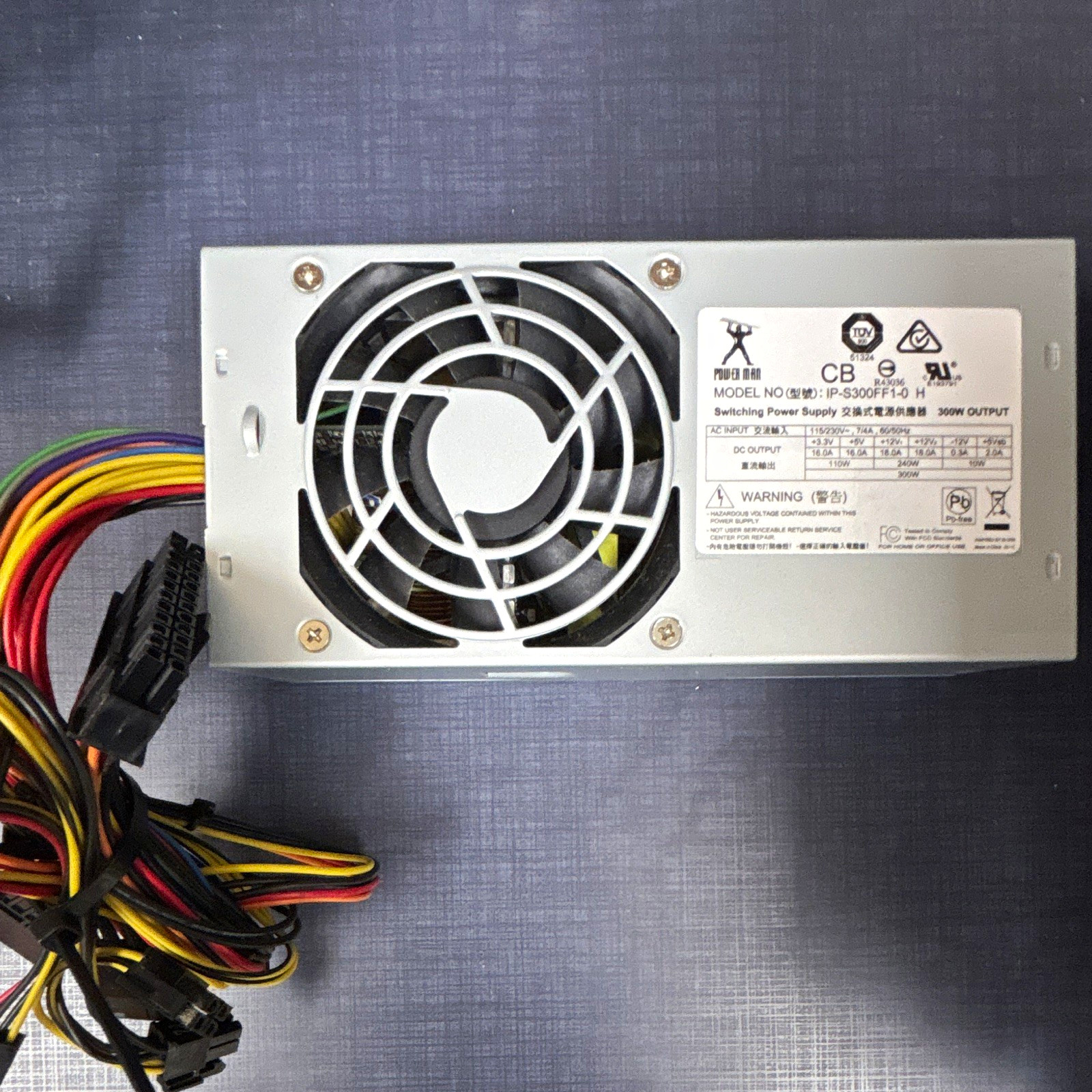 Power Man IP-S300FF1-0 300W TFX Power Supply 24 Pin SATA 115/230V 