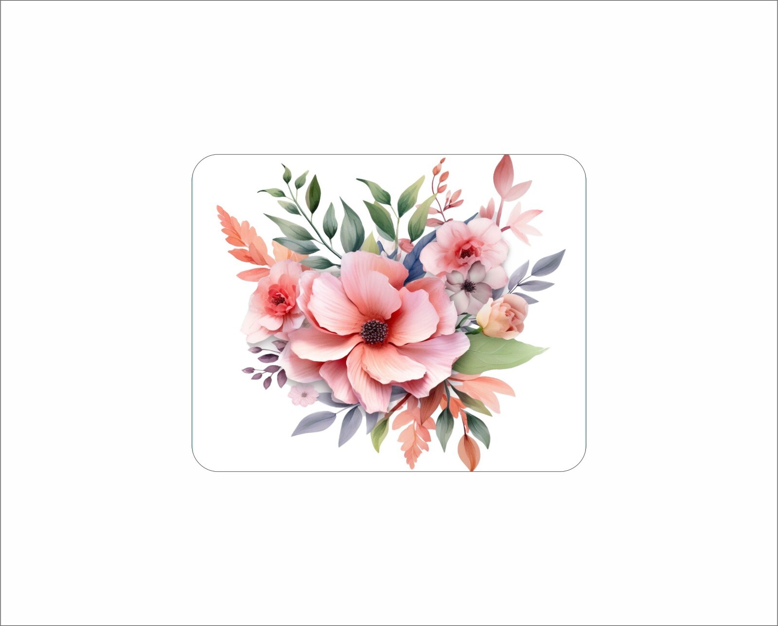 Floral Flower Mouse Pad Bouquet Bunches Watercolor Soft Colors A Ladys Favorite
