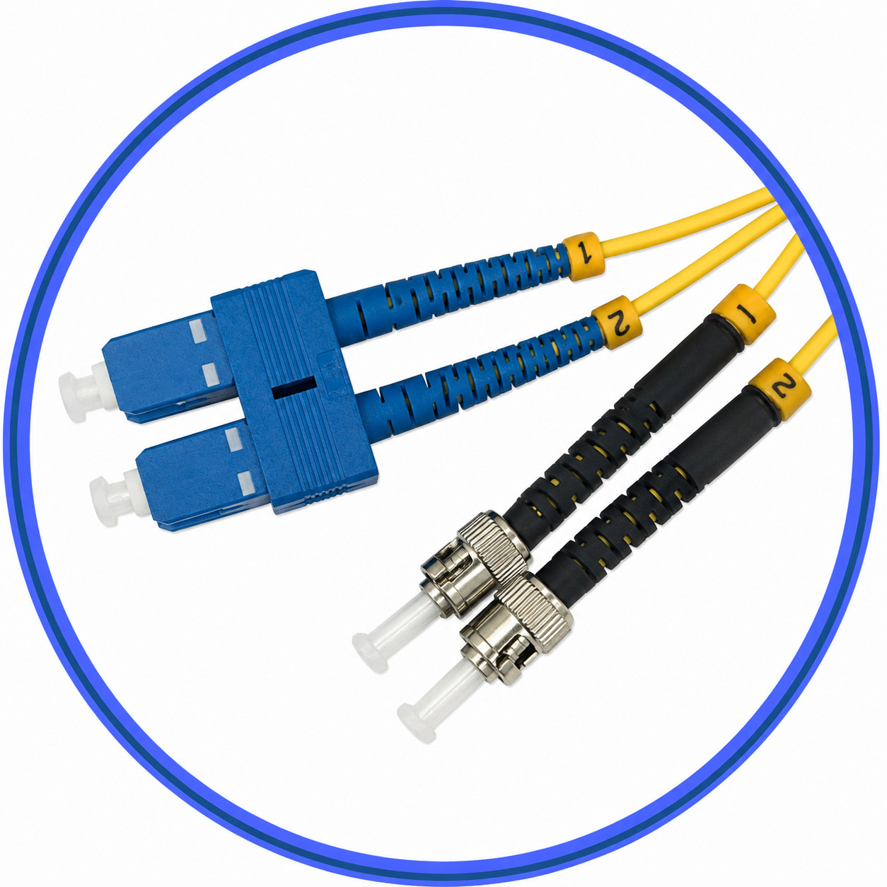SC/UPC to ST/UPC Duplex Fiber Patch Cable - 5M (16ft) - Single Mode
