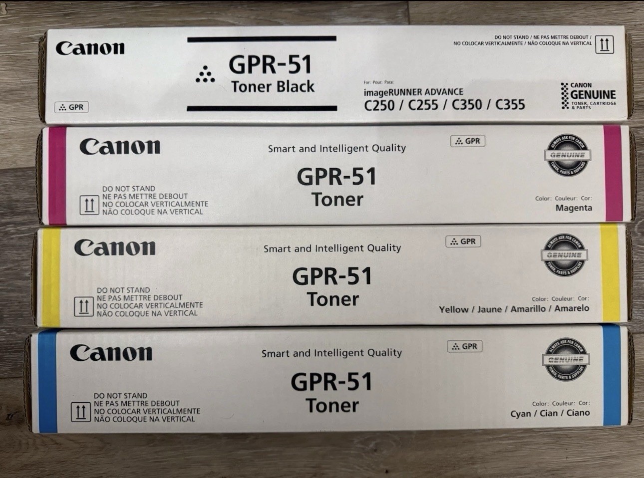Canon GPR-51 Toner Set - Yellow Magenta Cyan Black - Genuine New OEM Kit