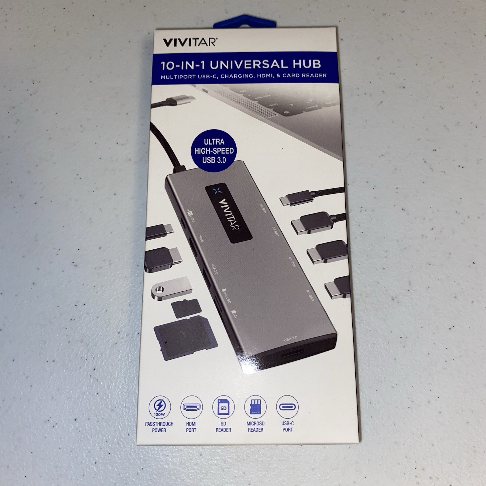 NEW - Vivitar 10-in-1 Universal Hub, USB C, HDMI, Charging, Card Reader