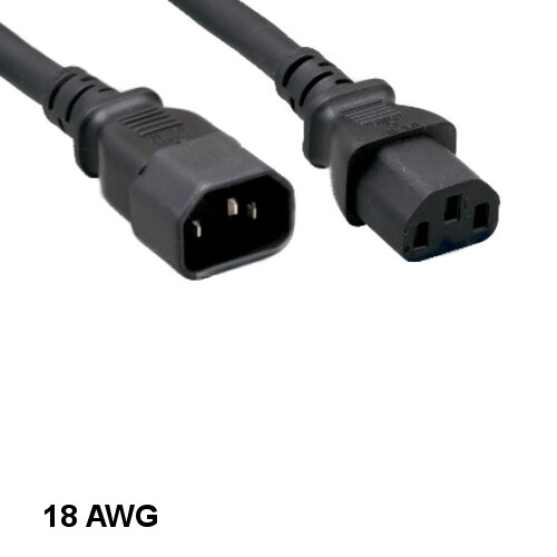 10x 3ft Black Standard Power Extension Cord IEC-60320 C13 to C14 18AWG 10A/250V