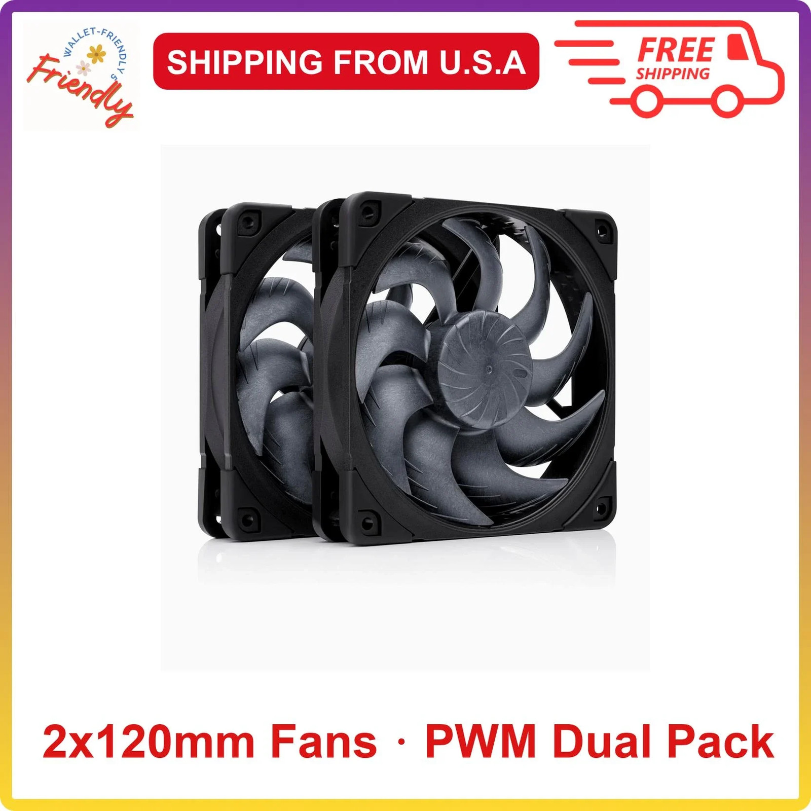 NF-A12x25 G2 PWM Sx2-PP 2x120mm Dual Fan Set Chromax Black Anti-Vibration Mounts