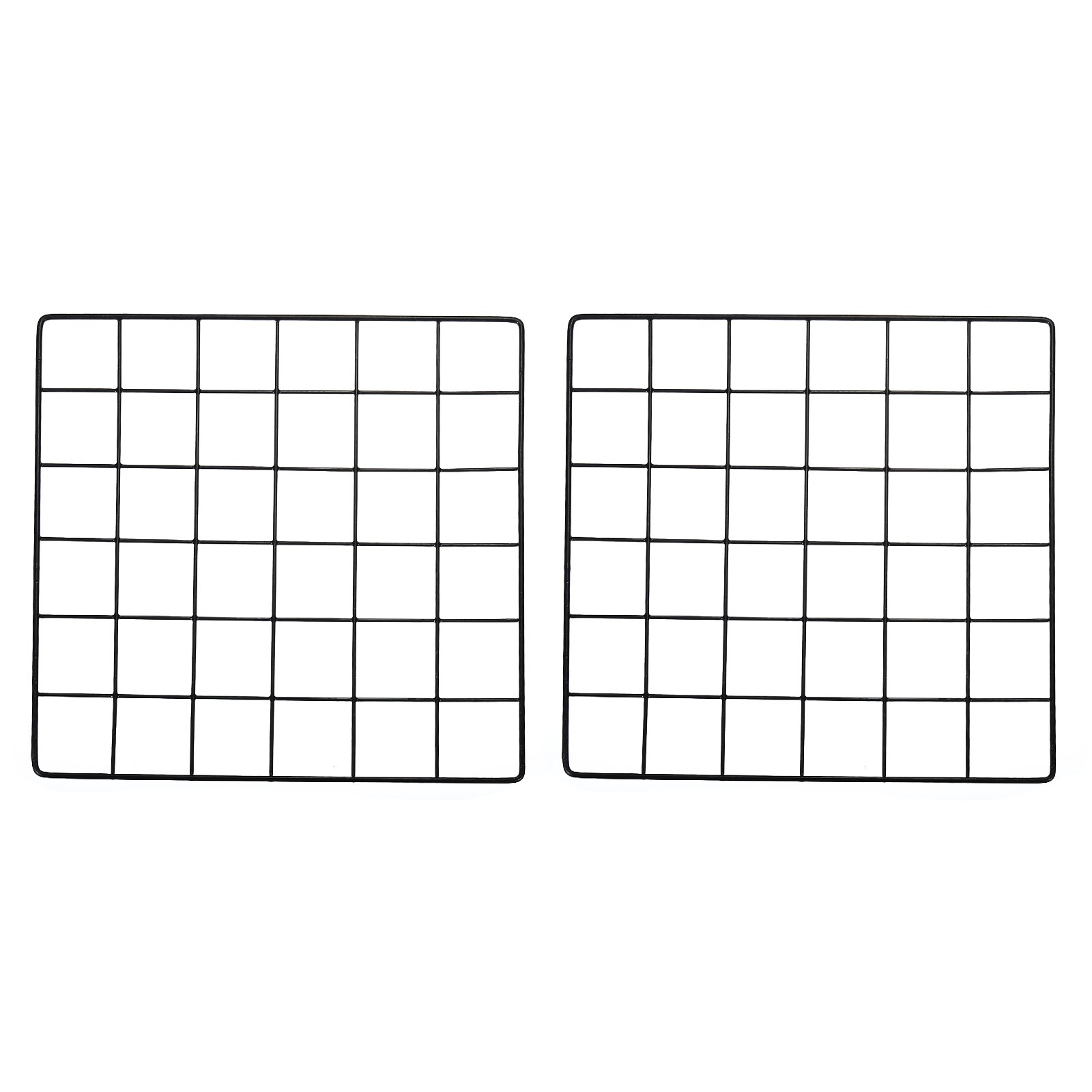 2Pcs Iron Wire Grid Panel Board Photo Display Holder Hanging Frame Black 12"x12"