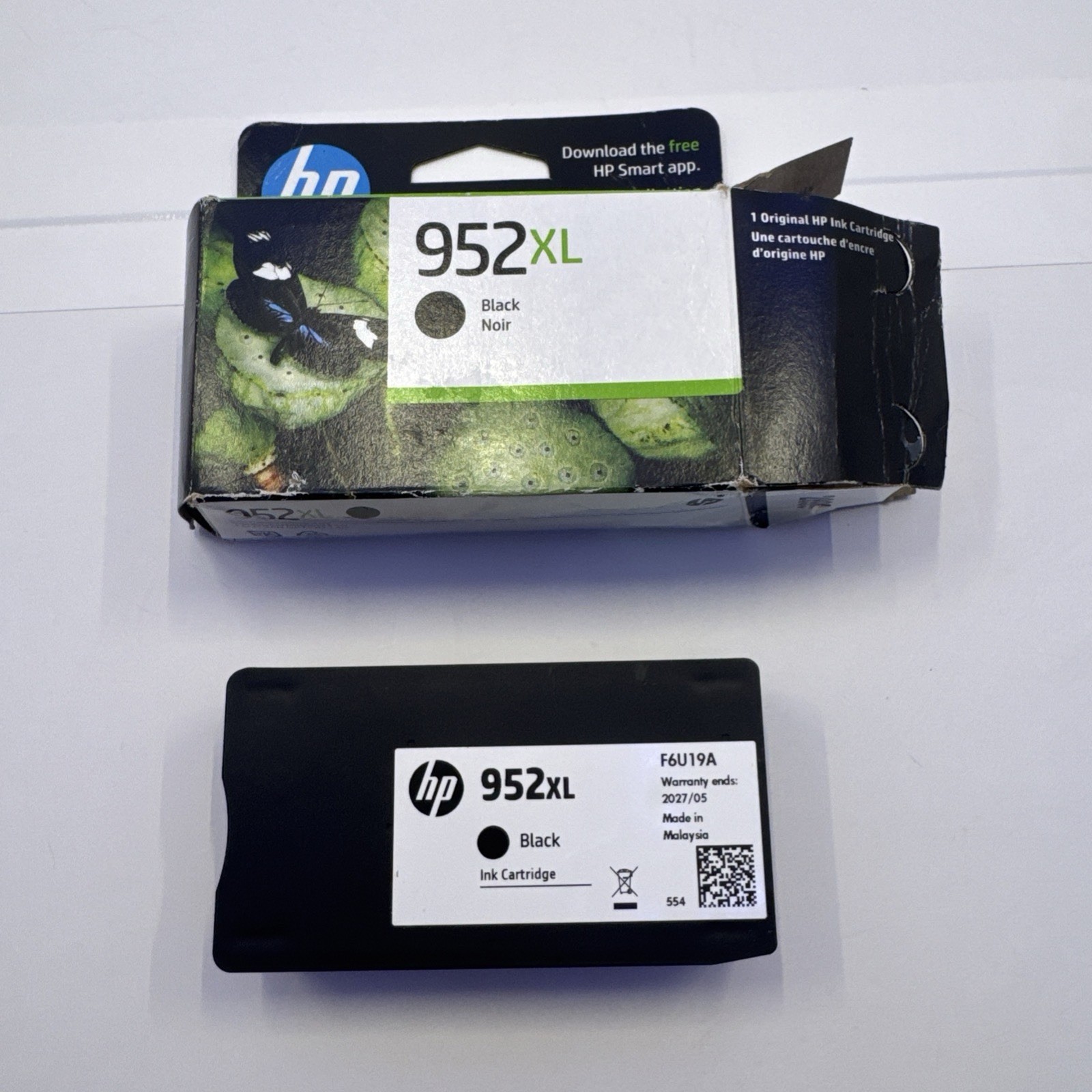 HP 952XL High Yield Ink Cartridge F6U19A Black EXP MAY 2027 (New W/ Open Box)