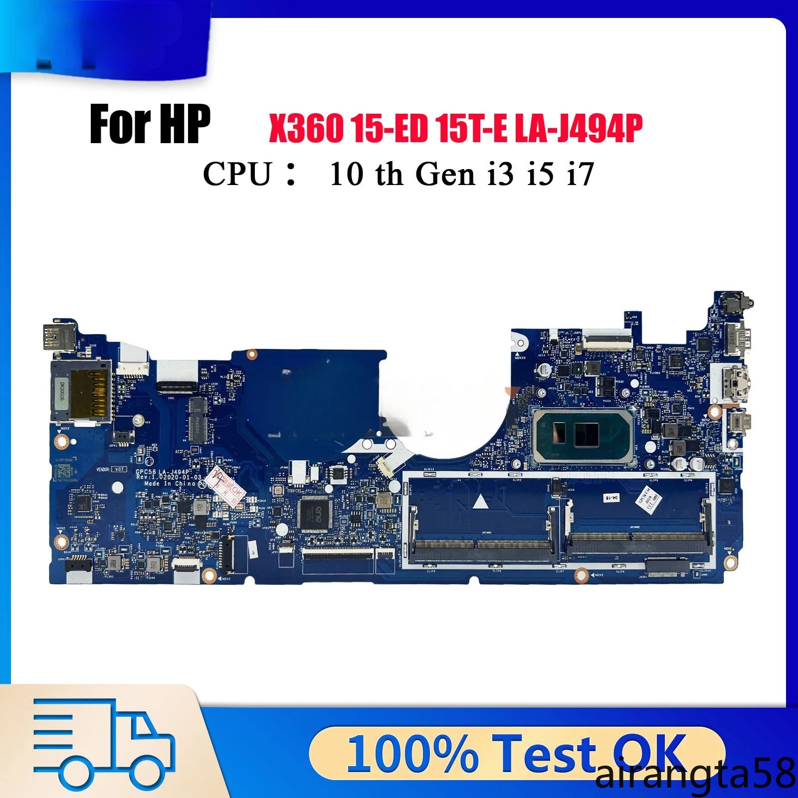LA-J494P For HP Envy X360 15-ED Motherboard L93870-001 L93868-601 I5 I7 10th UMA