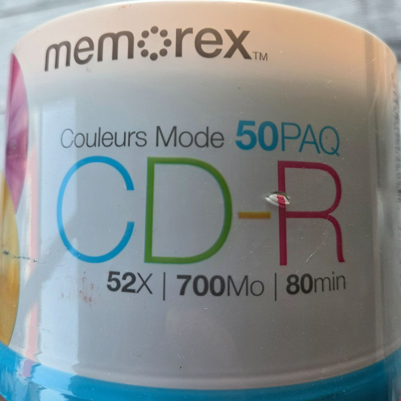 Memorex Couleurs Mode CD-R 50PAQ 52X/700MO/80 Min Recordable Media NEW SEALED #2