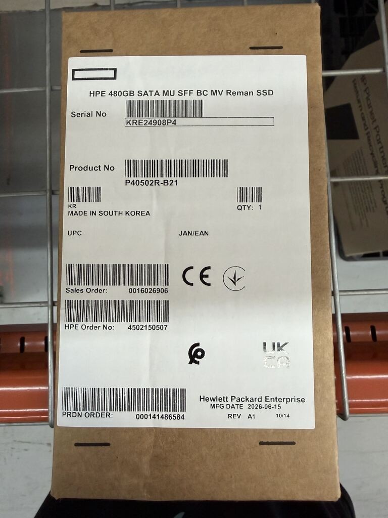P40502-B21, P40502R-B21 - HPE Renew 480GB SATA MU SFF BC MV SSD