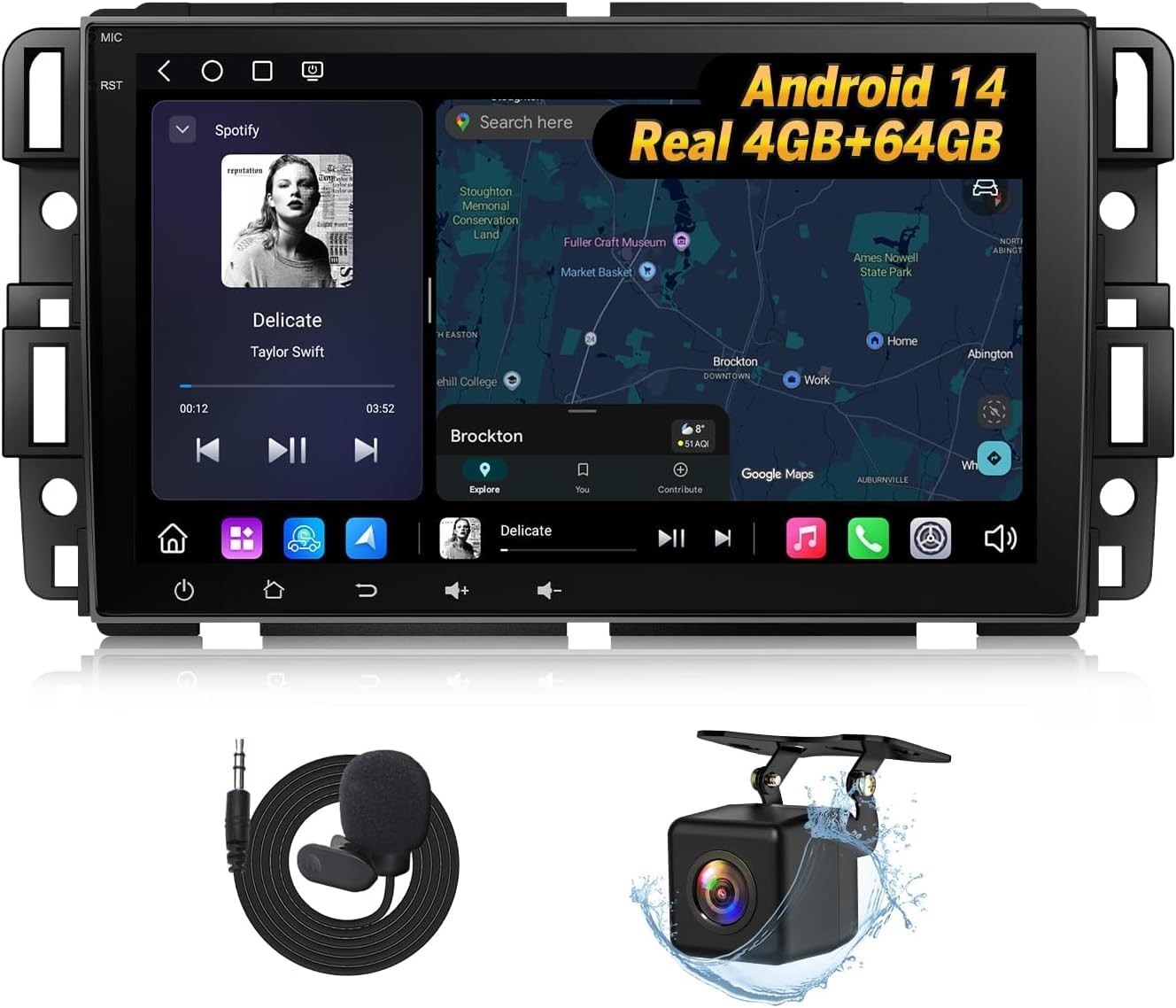 EononGMX7A 4G+64G Android 14 Car Stereo Compatible with,GMC/Chevy/Buick Wirel...