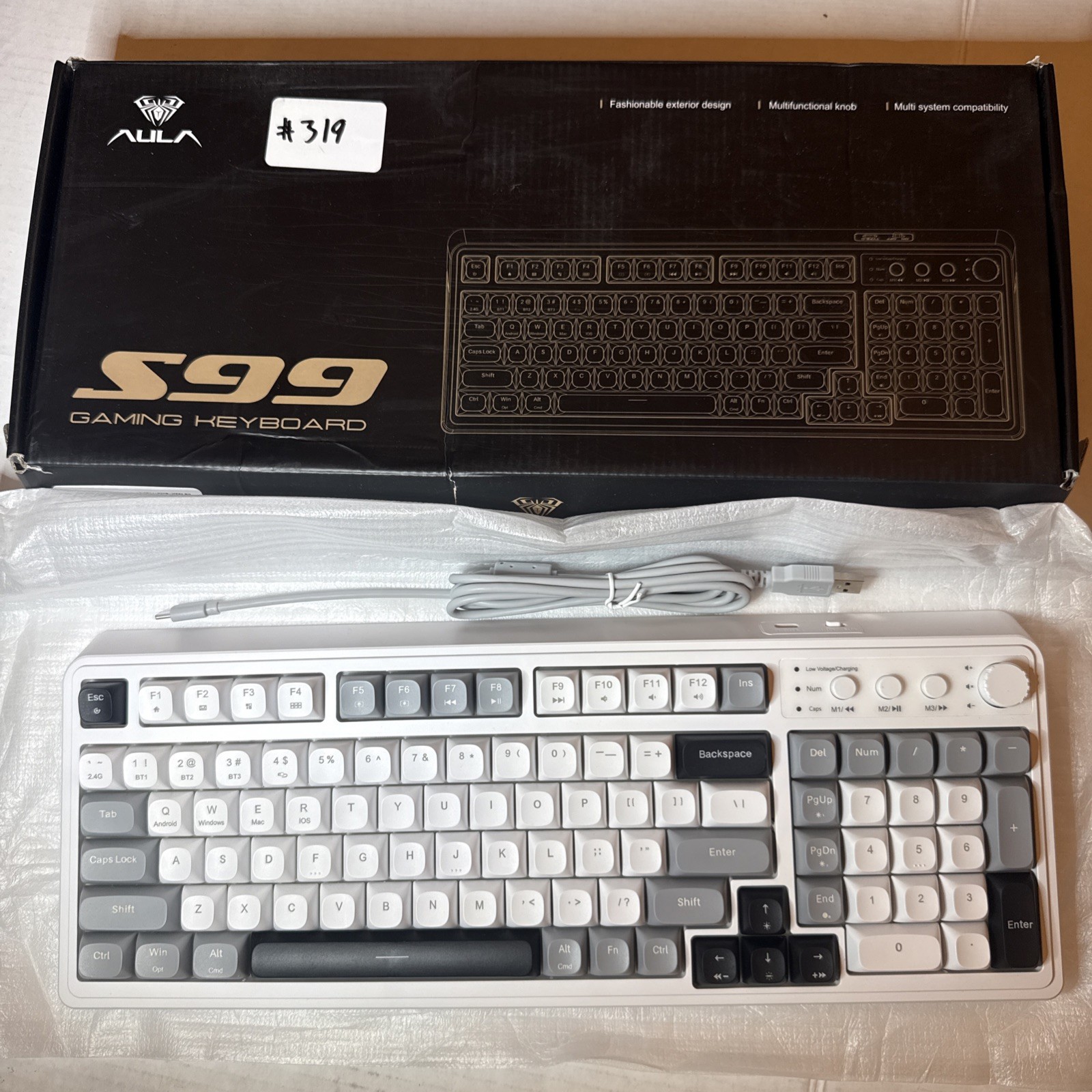AULA S99 Tri-Mode Gaming Keyboard Black, Bluetooth/2.4G/USB-C, QWERTY