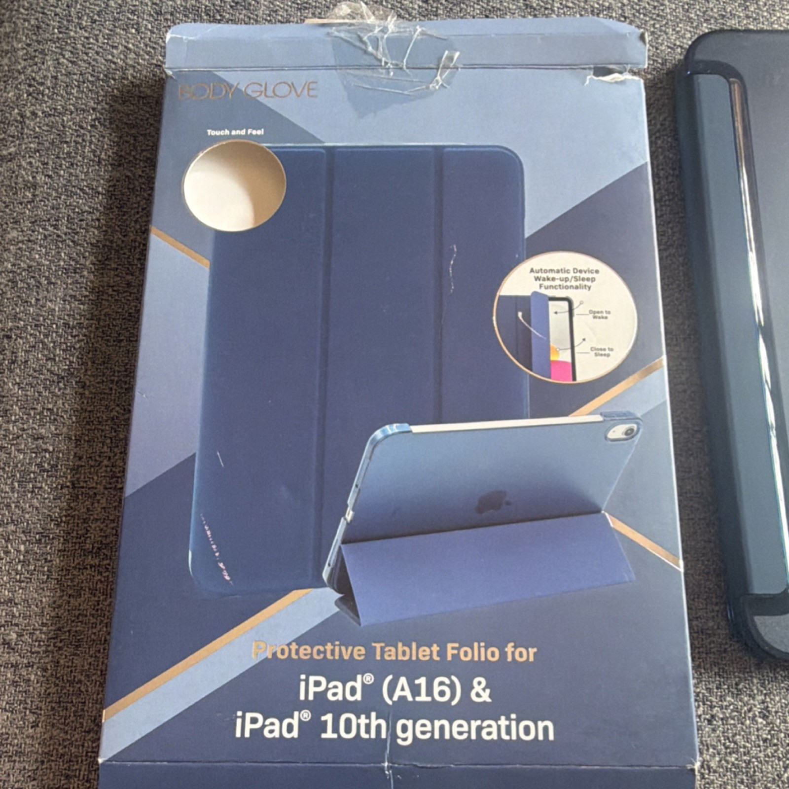 Body Glove Folio Case iPad (A16) 10th Gen Blue Black Stand Wake/Sleep