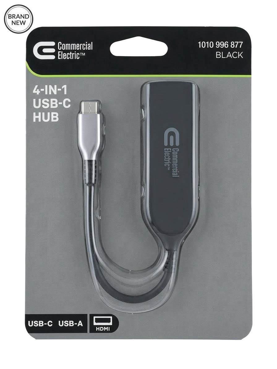 Commercial Electric 4 in 1 USB-C HUB (USB C to HDMI + USB3.1 + PD + USB2.0)
