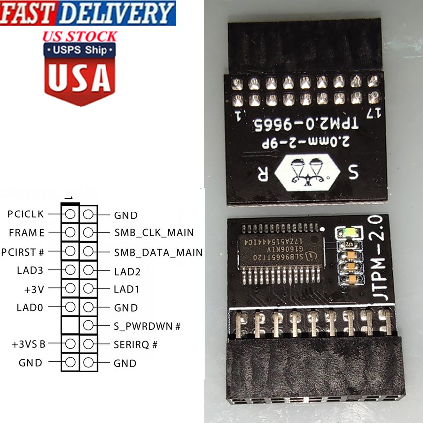 TPM TPM2.0 Module for ASRock TPM Security Module ( 18-1 Pin ) Win11 Module #USA