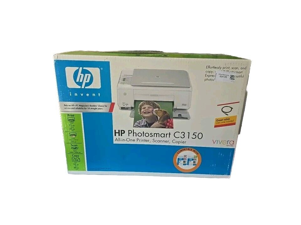 HP Photosmart C3150 All In One Inkjet Printer Scanner Copier New
