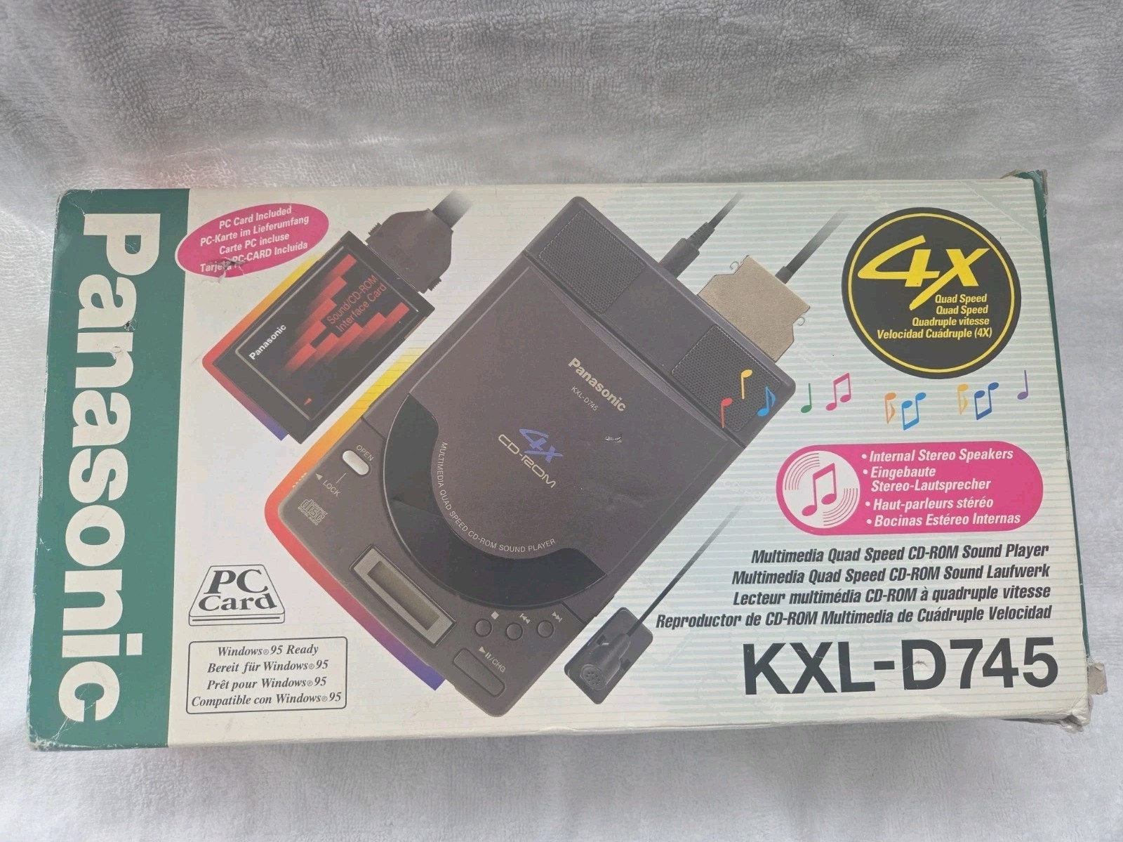 Panasonic KXL-D745 4X External PCMCIA CD-ROM Drive Windows 95 NOS New Unused