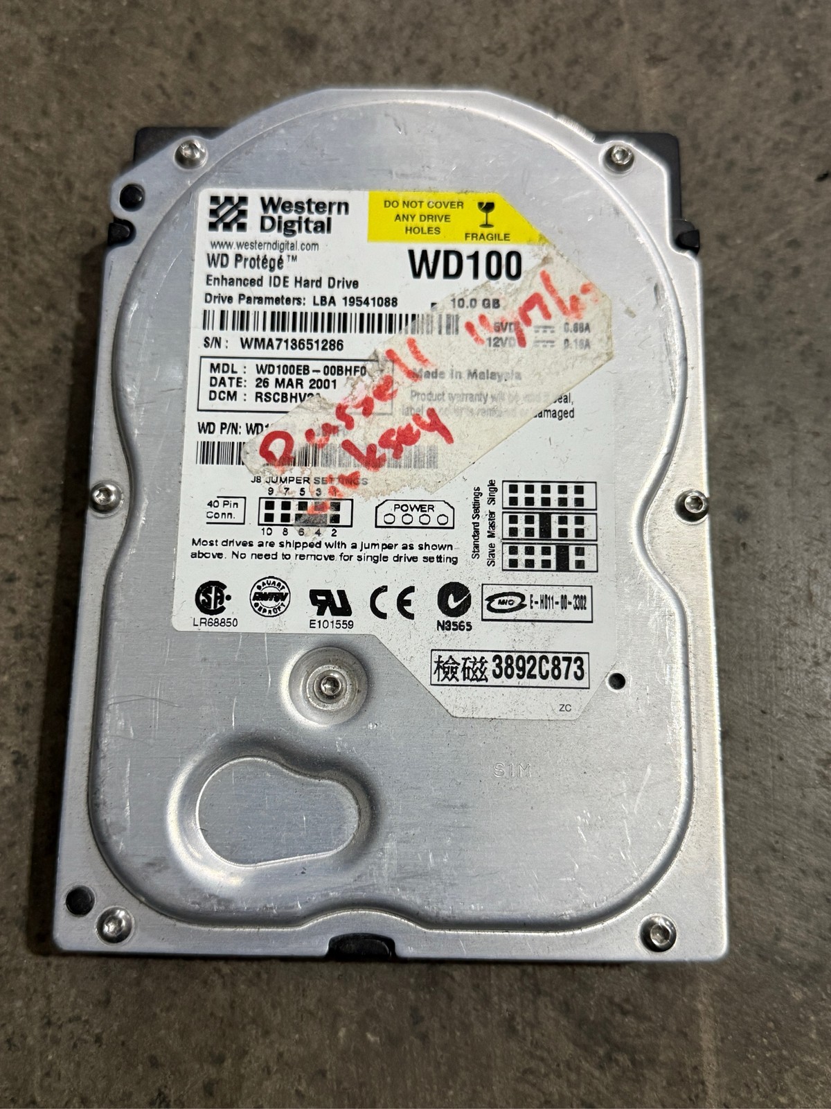 Western Digital WD100EB-00BHF0 10GB 3.5" IDE Hard Drive HDD