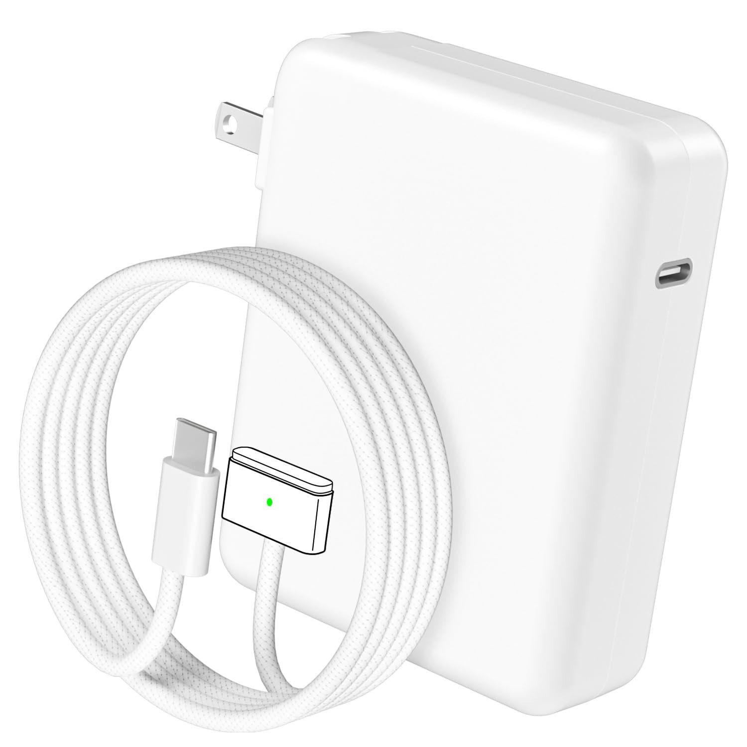 W USB-C Charger 6.6ft Braided MagSafe 3 Cable for MacBook Pro 14/16 Air 13/15