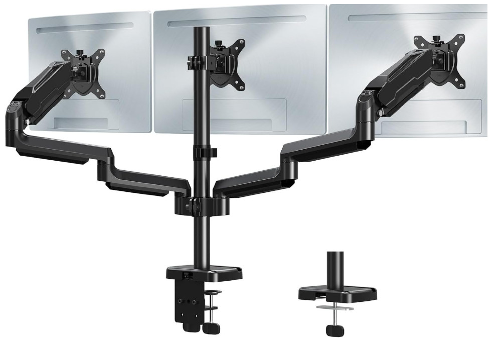 Soporte Triple para Monitores 32'' Brazo Ajustable Escritorio Gas Negro, Nuevo