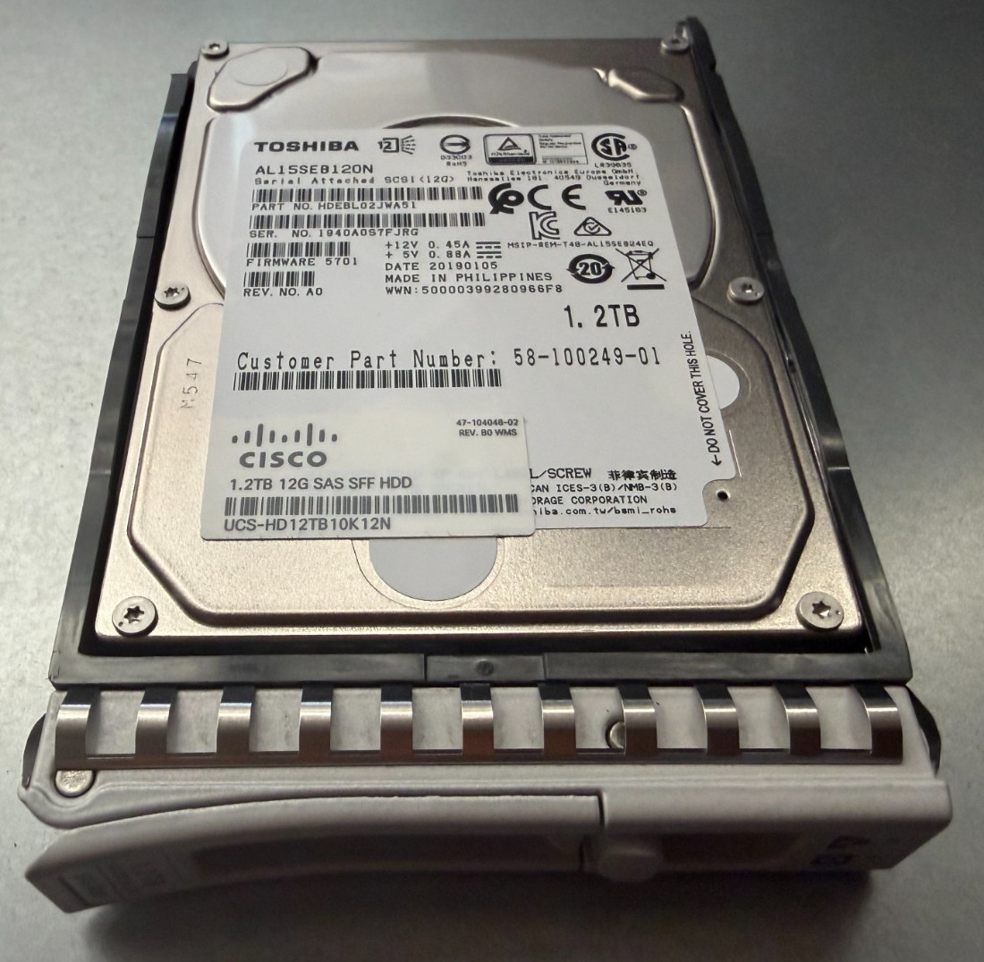 Cisco 1.2TB 12G 2.5" 10K SAS SFF HDD UCS-HD12TB10K12N AL15SEB120N