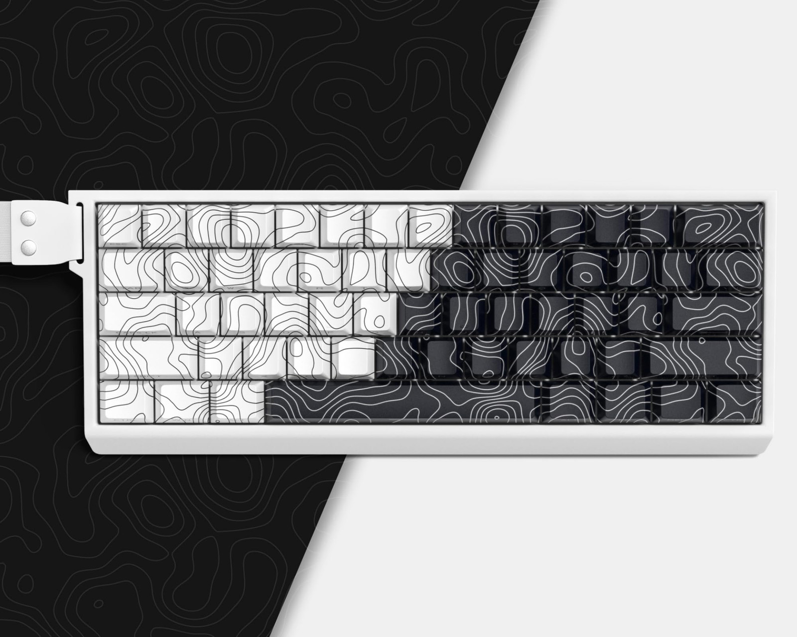PBT keycap,White/Black Topographic keycaps 60 75 Percent,Shine Through keycap...