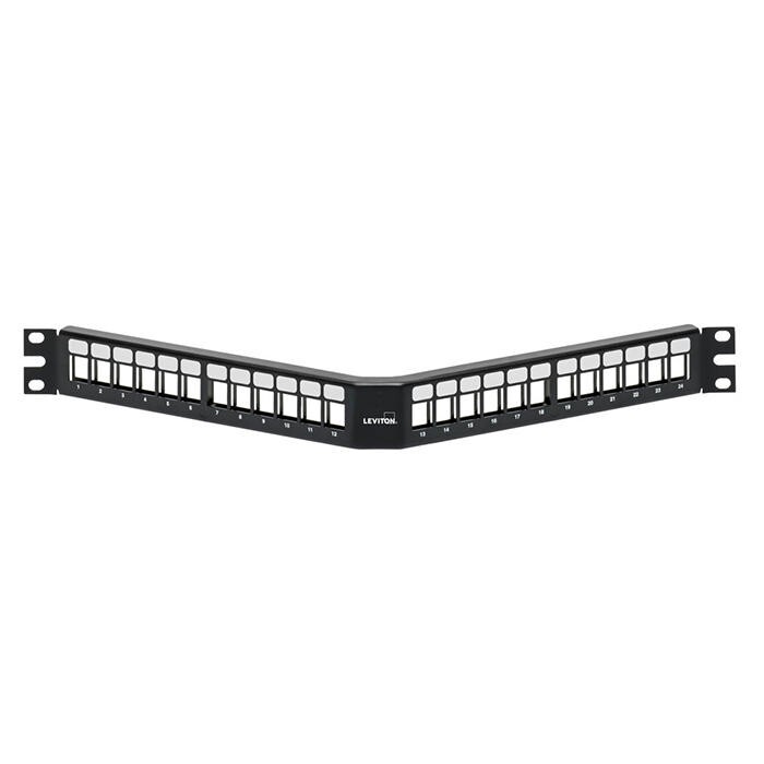 Leviton 49256-H24 1RU 24‑Port Angled Quickport Patch Panel Black