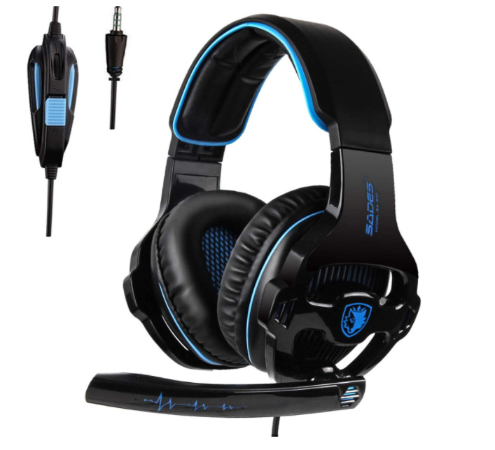 SADES SA810  3.5mm Stereo Multi-Platform Gaming Headphones for PS4 - Black/Blue