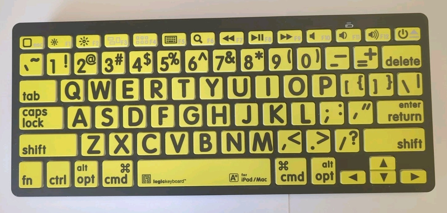 LogicKeyboard BKB3001 Large Print Bluetooth US Mini Keyboard iPad Mac Yellow