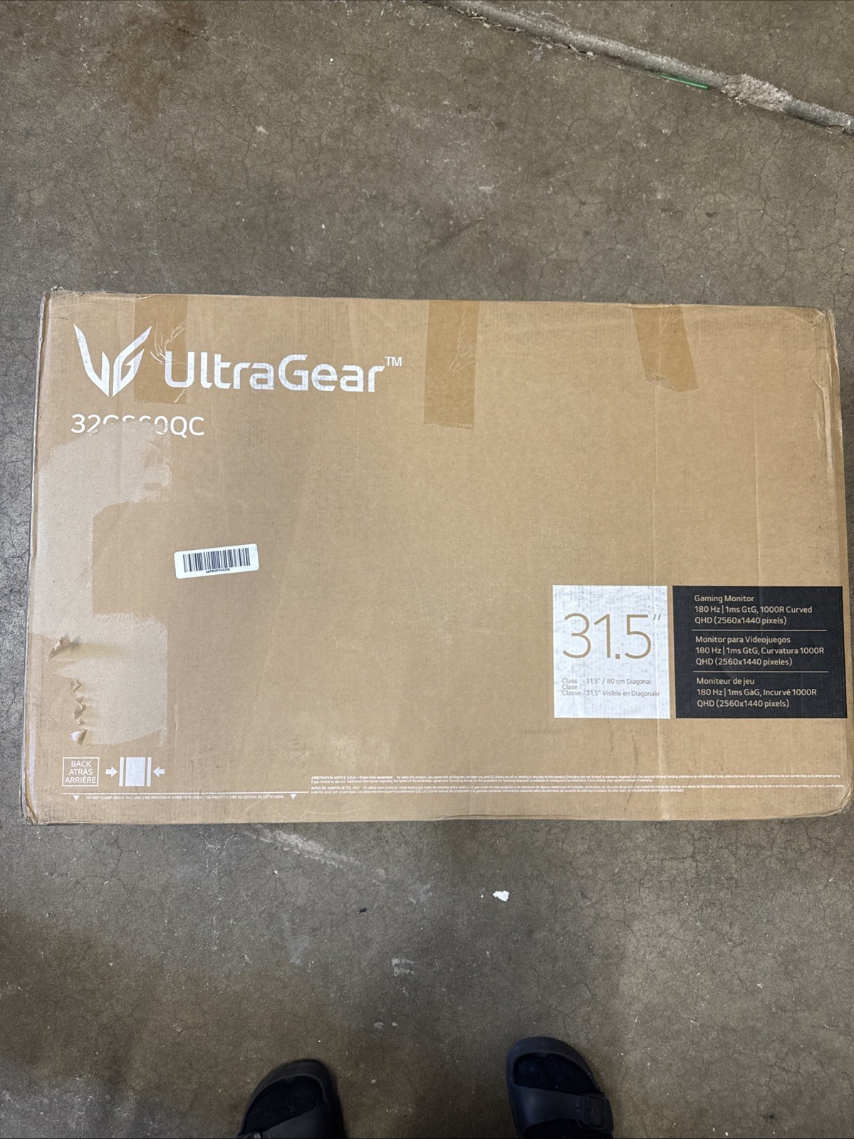 LG 32 inch UltraGear QHD 180Hz 1ms Curved Gaming Monitor - 32GS60QC-B - Open Box