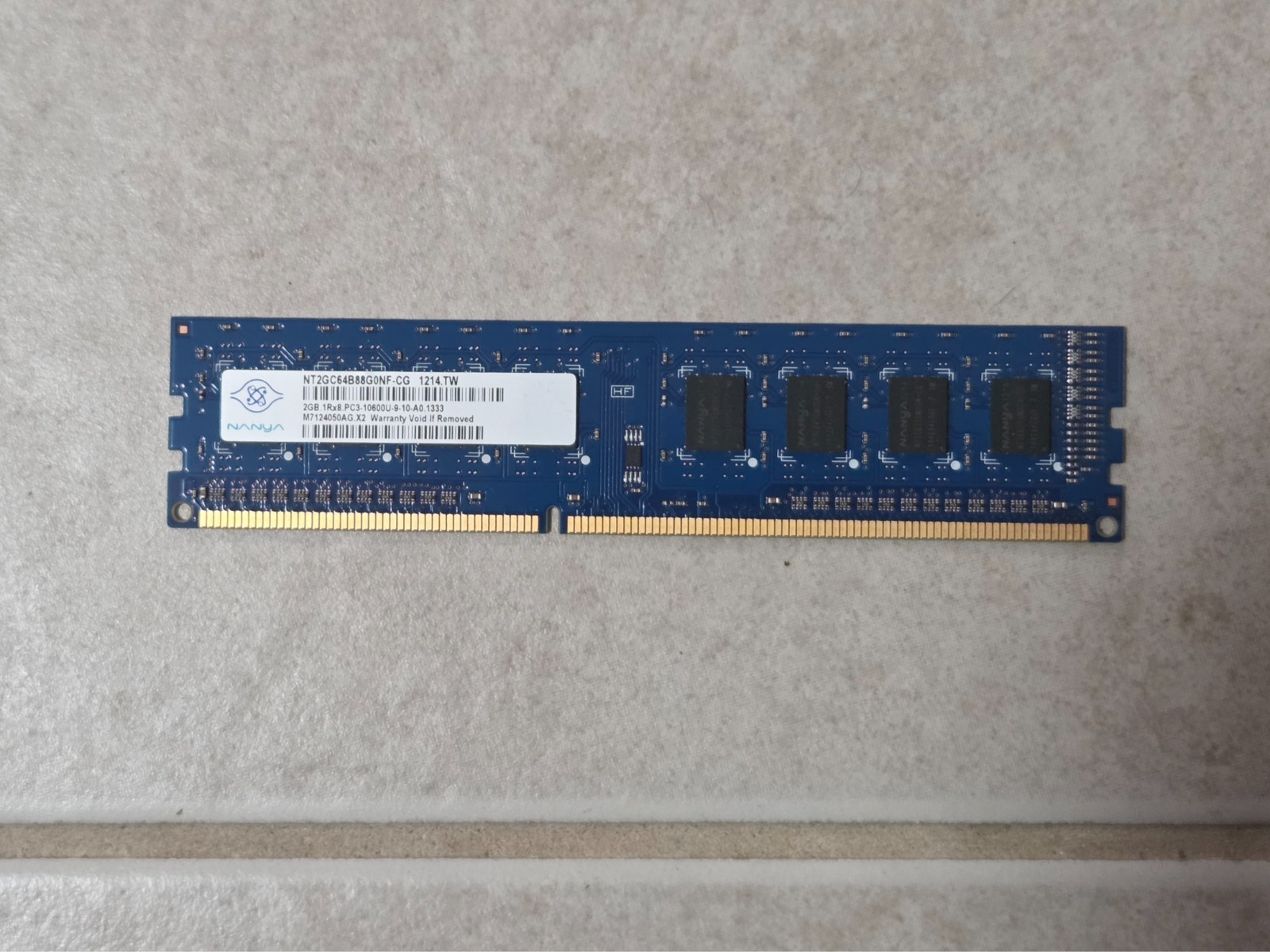 GENUINE NANYA DESKTOP MEMORY RAM STICK 2GB 1RX8 PC3-10600U NT2GC64B88G0NF-CG