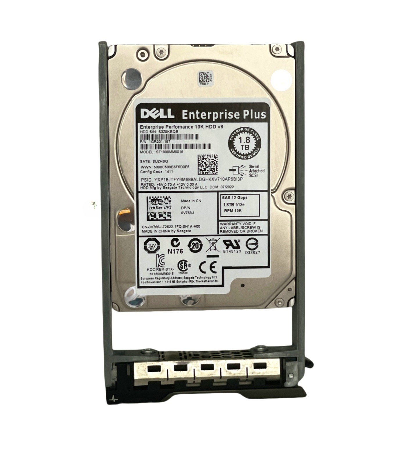 ST1800MM0018 FOR Dell 1.8TB V768J 0V768J 10K 12G SFF 2.5" SAS Hard Drive w/ tray