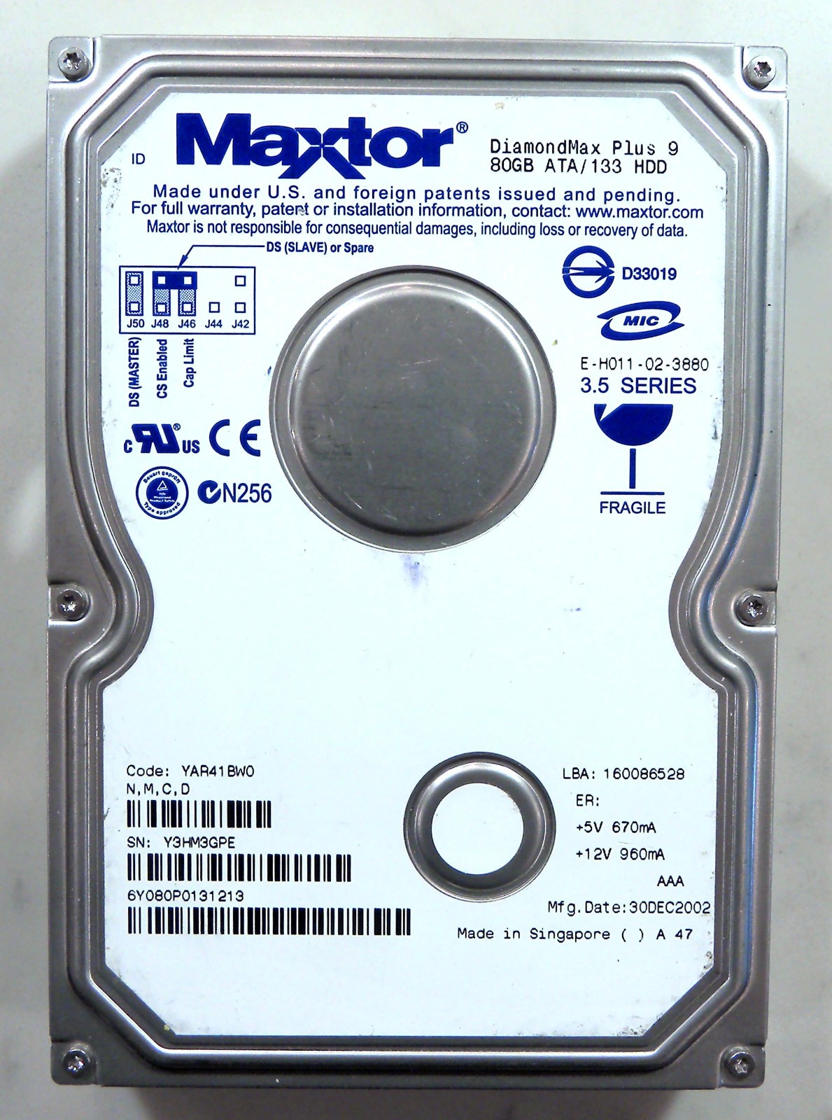 MAXTOR DiamondMax Plus 9 80Gb IDE PATA ATA/133 Internal Hard Drive HDD Tested GD