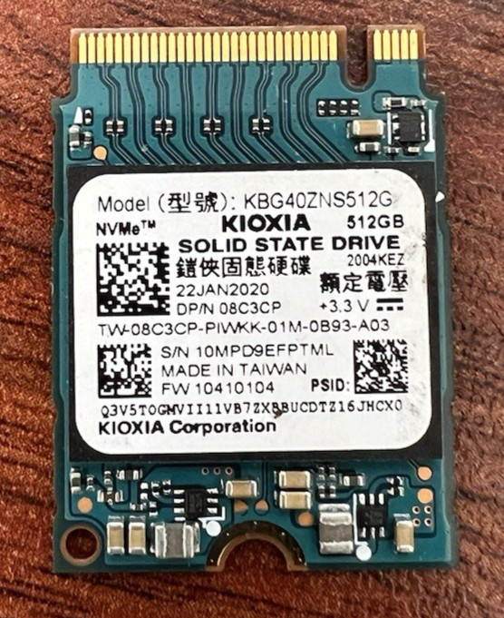 Kioxia 512GB NVMe M.2 2230 SSD KBG40ZNS512G Dell 08C3CP Drive