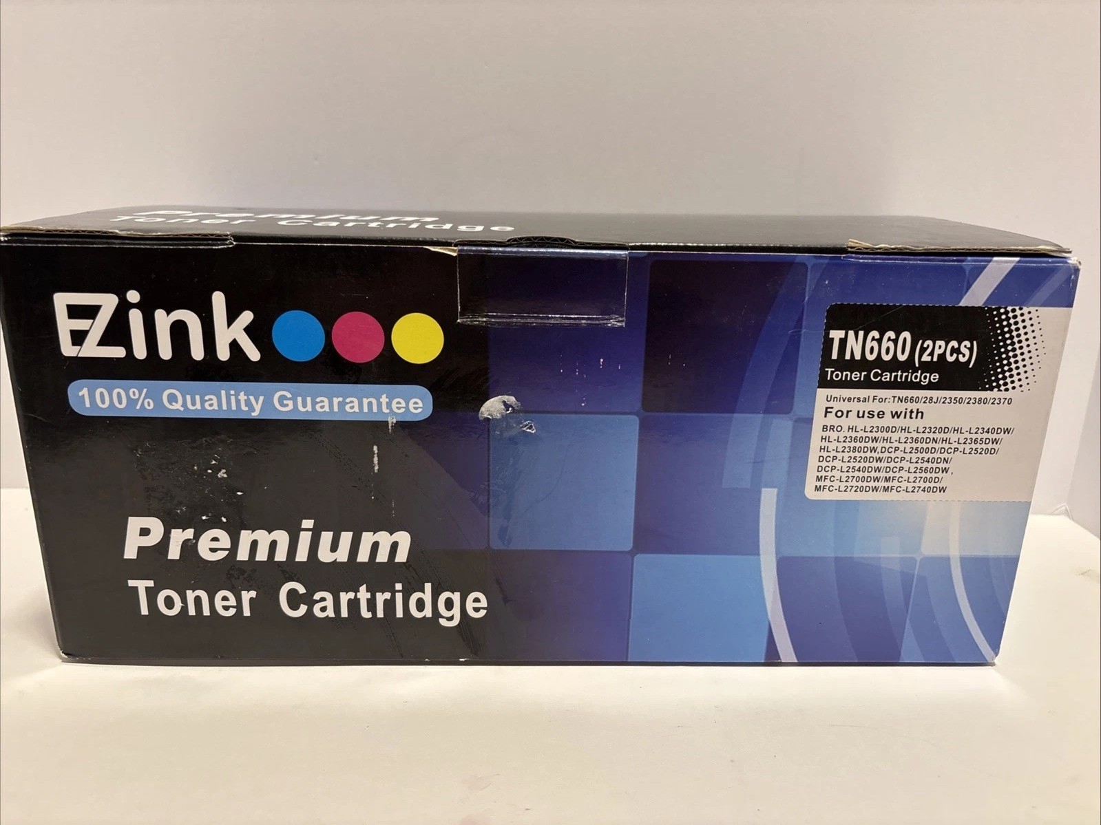 EZink Black Toner Cartridge TN660 2 Pack New