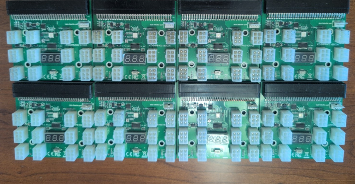 Lot of 8 HP Server Power Supply Breakout Board ATX64P6 12V 6pin Mining Adapter