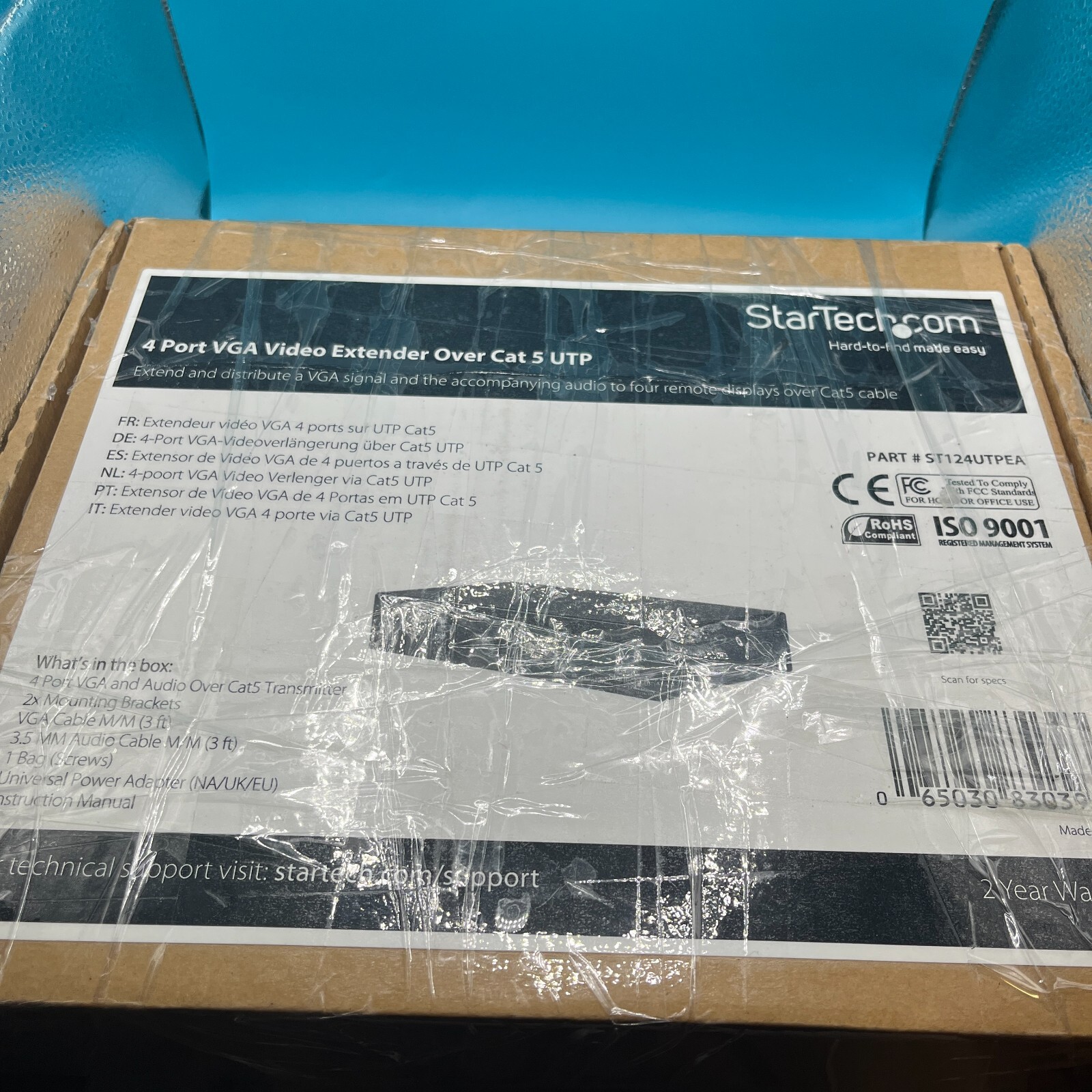 StarTech ST124UTPEA 4-Port VGA Audio Over Cat 5 Video Extender New Open Box