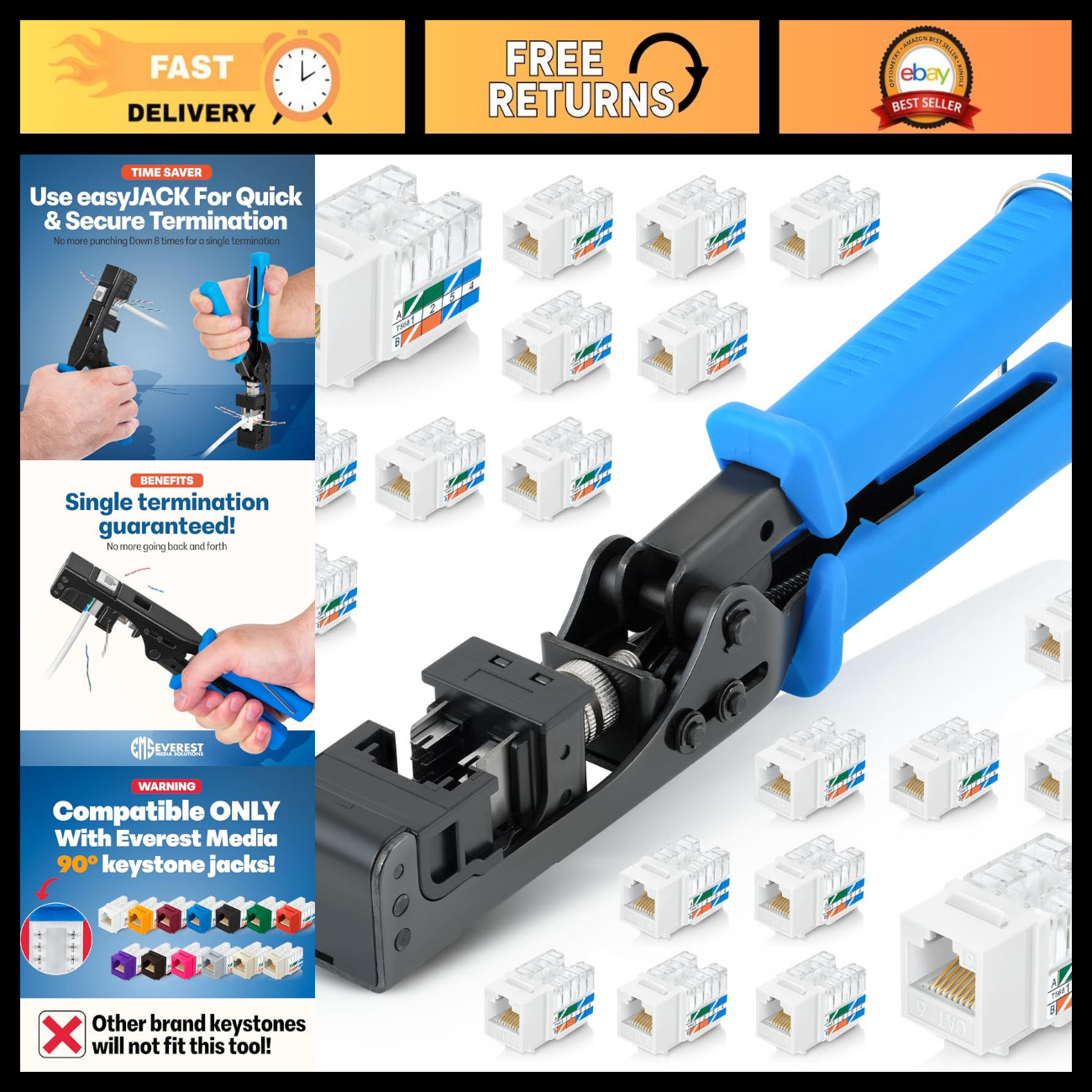 90° Speed Termination Tool for Easy Wiring - Quick Connect & Disconnect Solution