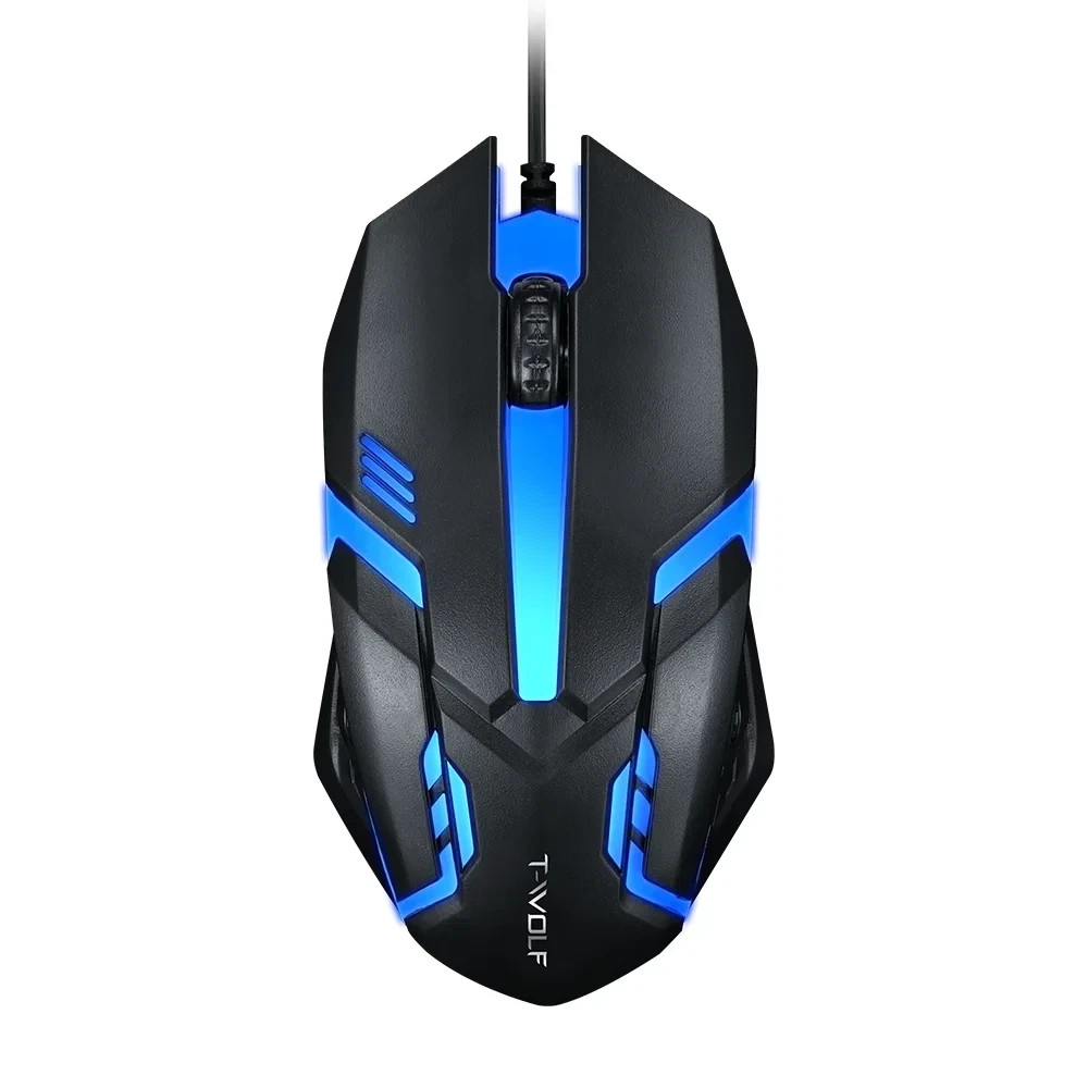 T-WOLF V1 Wired Gaming Mouse 3 Button 7 Colorful LED Backlight 1200 DPI Mouse