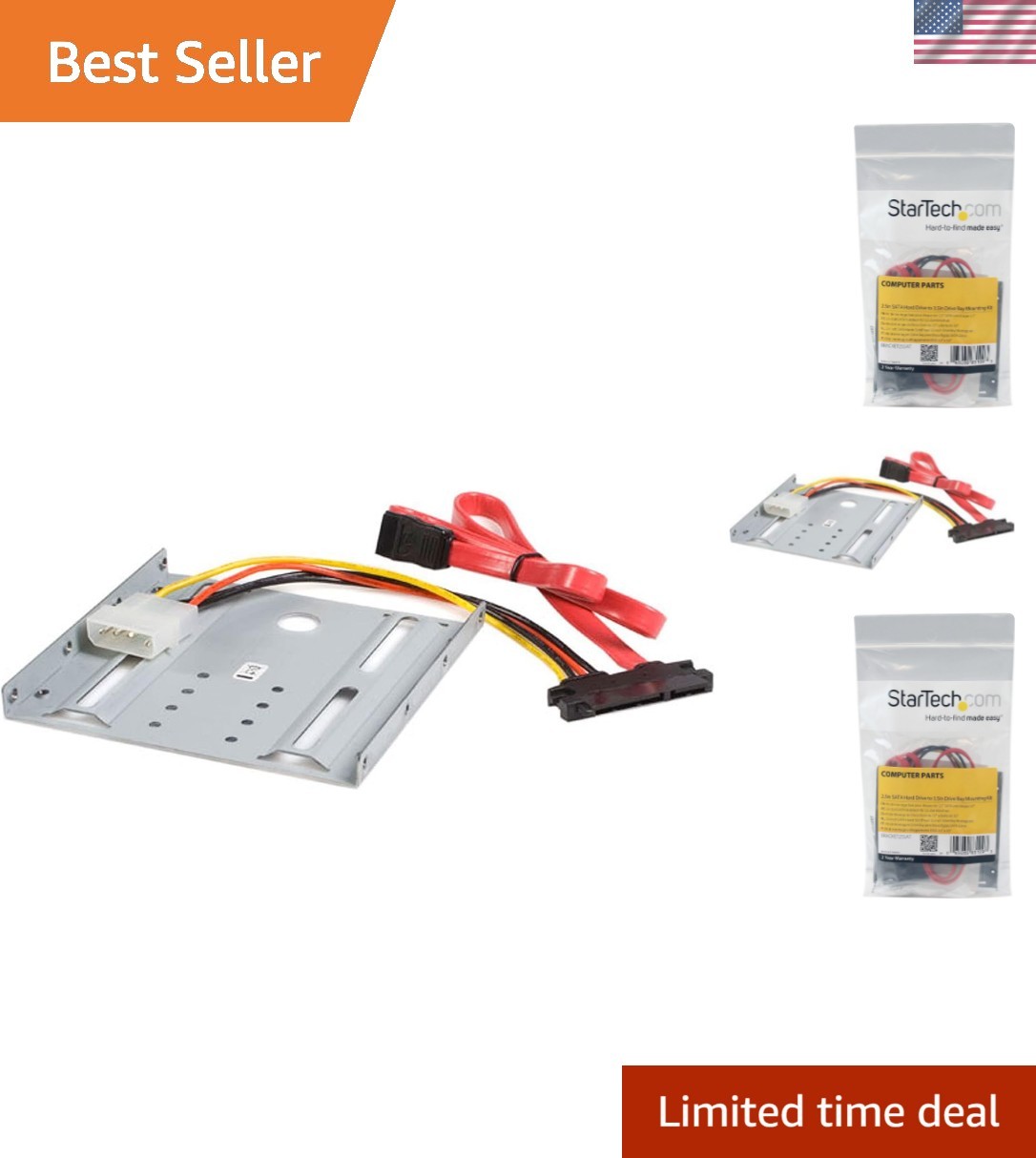 StarTech 2.5in to 3.5in Solid Metal SSD Bracket, TAA, SATA BRACKET25SAT