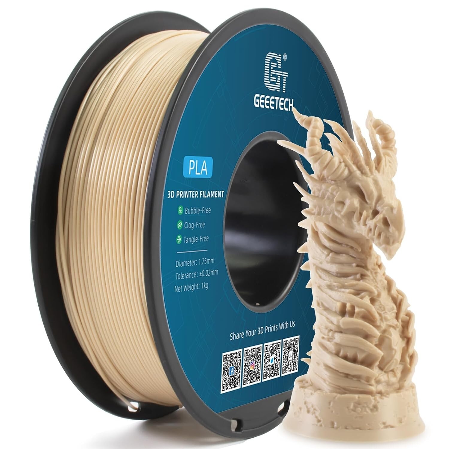 1KG/Roll Geeetech 1.75mm PLA Filament High Precision 3D Printer Filament US