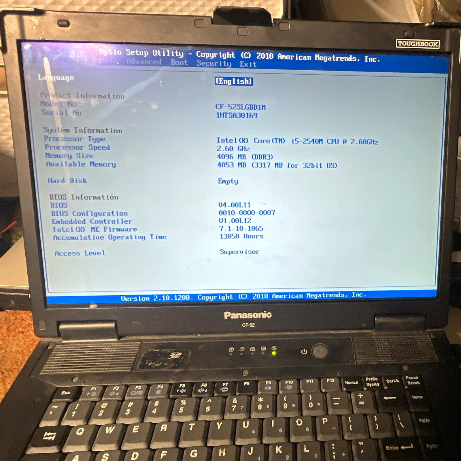 Panasonic Toughbook CF-52 Rugged Laptop 14.1" i5-2540M 2.60GHz 4GB