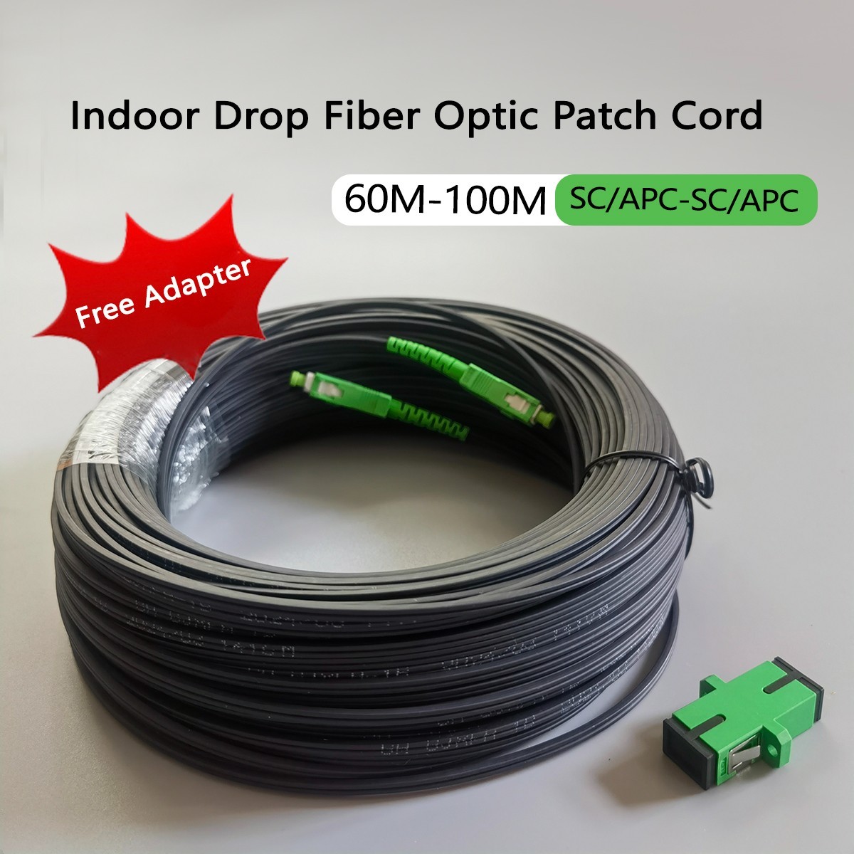 Indoor FTTH Drop Fiber Optic Cable Single Mode  SC/APC-SC/APC 60M-100M
