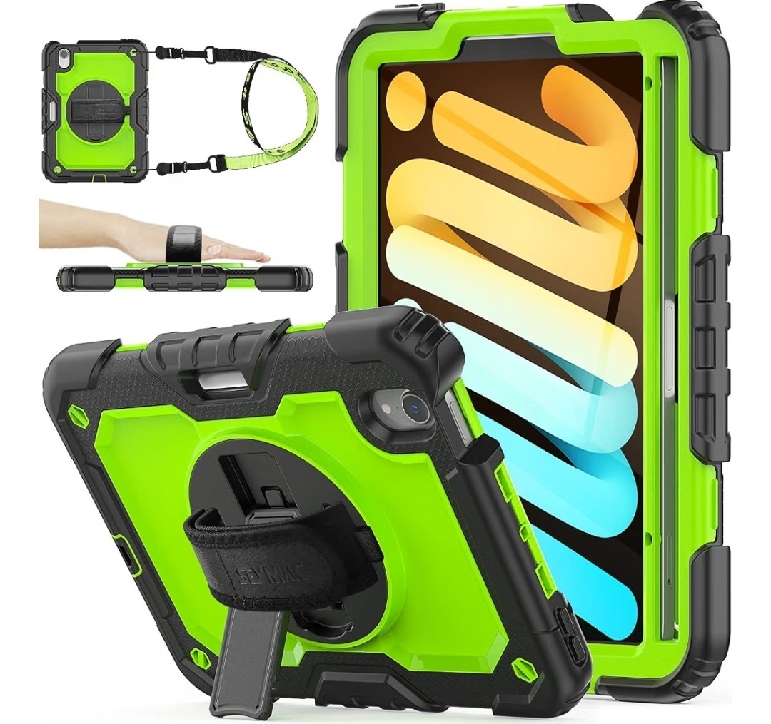 Heavy Duty Case for iPad Mini 7 A17 Pro Mini 6 8.3" Screen Protector Strap Stand
