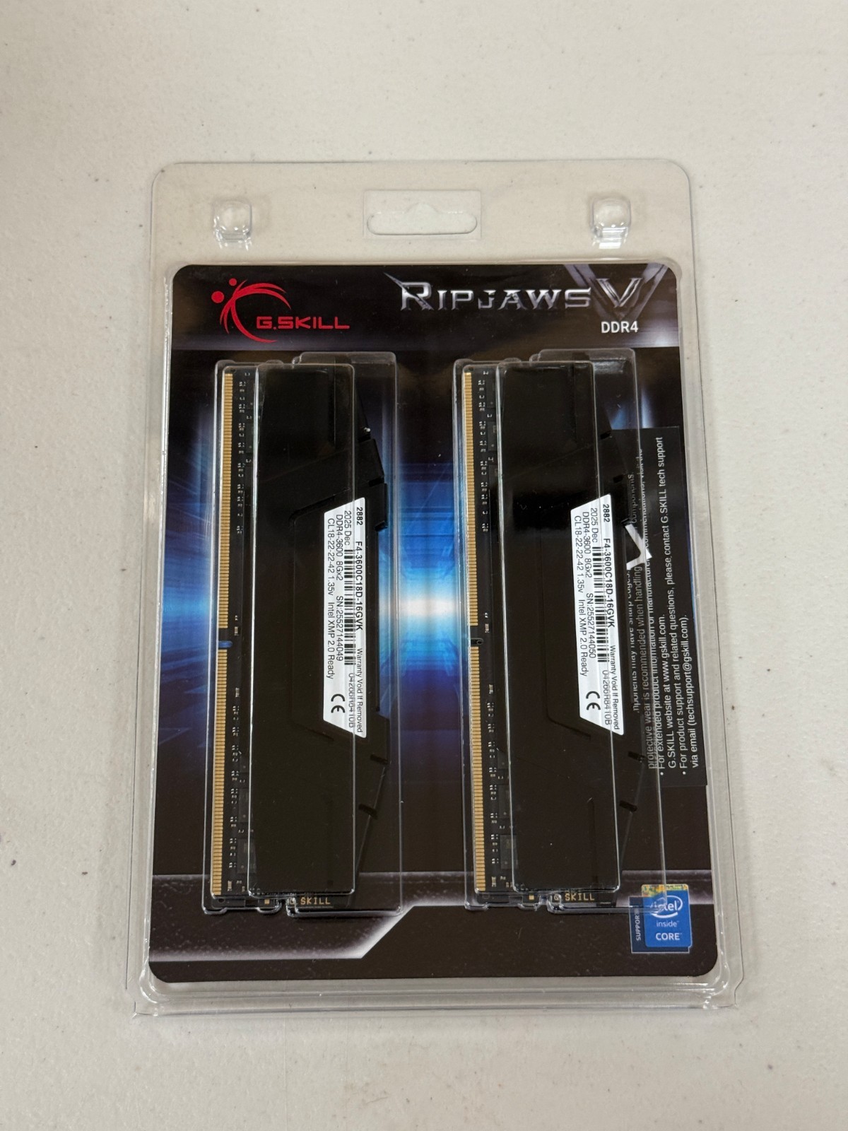 G.SKILL RipjawsV Series DDR4 RAM (XMP) 16GB (2x8GB) (2x8GB), Black