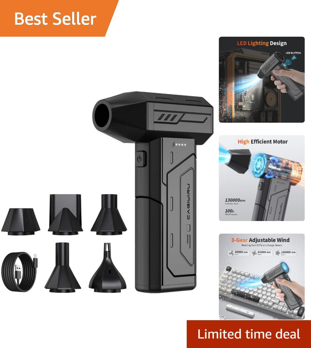 Effortless Cleaning with 130000RPM Air Duster – Lightweight and Ergonomic Design