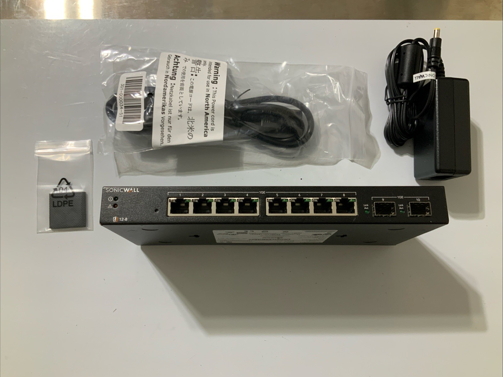 NEW SonicWall SWS12-8 8x Gigabit Ethernet + 2x 1GbE SFP Port L2 Managed Switch