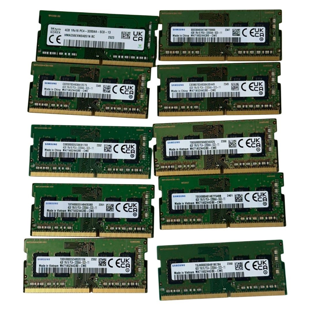 LOT of 10 Mixed Brand Samsung SK Hynix 4GB 3200MHz SO-DIMM RAM Memory