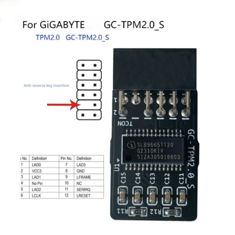 GIGABYTE GC-TPM2.0_S 2.0 TPM Module (12 Pin 12-1) LPC TPM 2.0 Trusted Platform