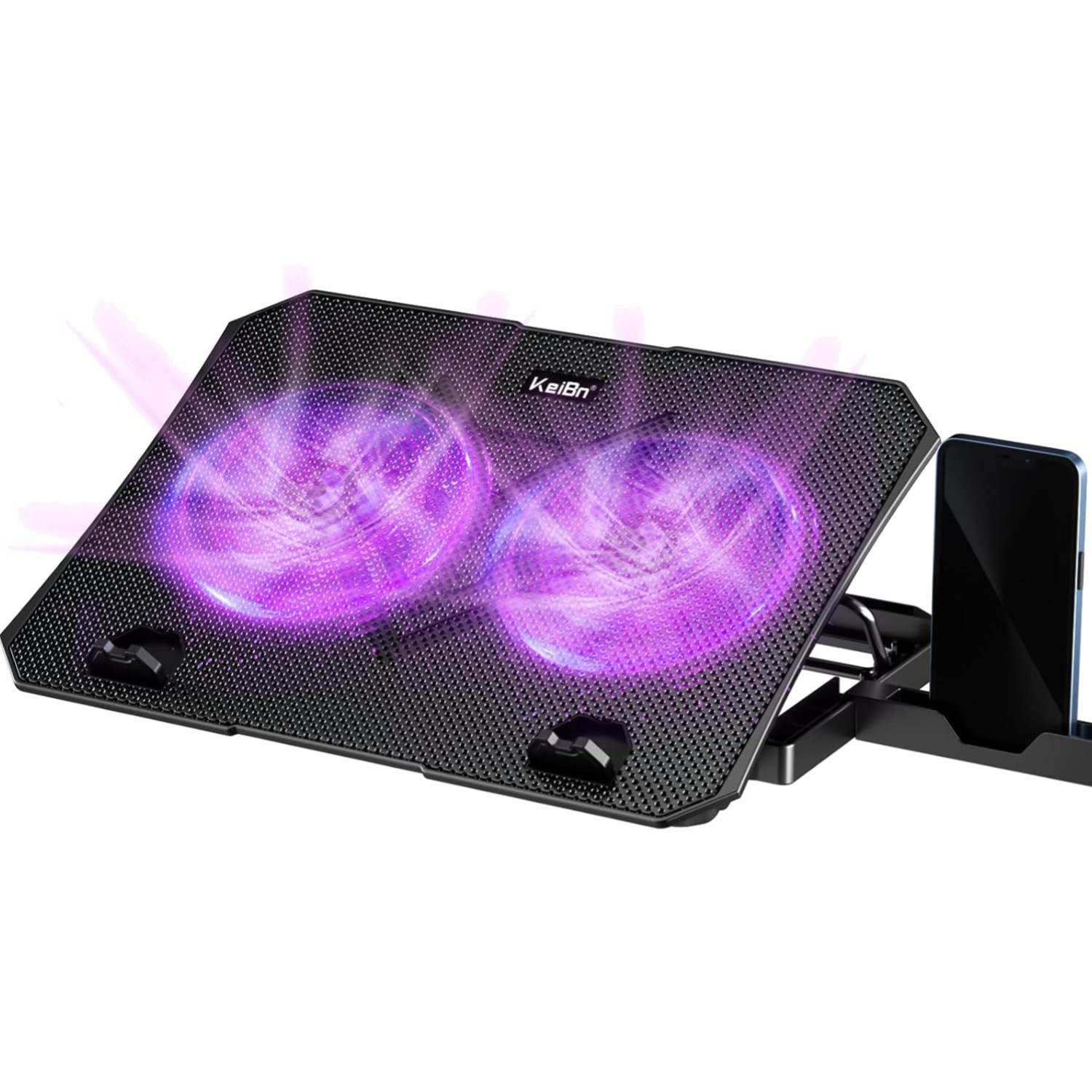 Ergonomic Laptop Cooler with Dual Fans & USB Ports for 10-15.6" Devices - Purple